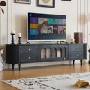 法式 复古中古风实木电视柜现代简约客厅储物柜黑色安娜实木电视柜