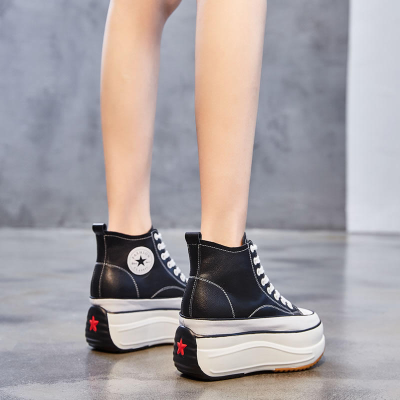 厚底内增高女鞋2025秋款休闲真皮小白鞋休闲小个子板鞋松糕高帮鞋,女鞋,高帮鞋,淘宝优惠券,粉丝福利购,淘宝优惠卷