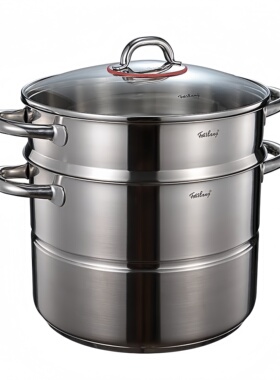 菲仕朗FOSSLANG加厚304不锈钢蒸锅28cm复合钢汤锅蒸屉套装