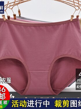 S323大码内裤女纸样士中腰弹力中年妈妈款1:1服装裁剪实物图纸样