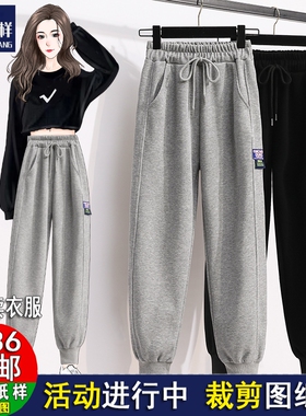 A1873牛皮纸样 服装裁剪图纸高腰宽松休闲哈伦裤束脚直筒阔腿卫裤