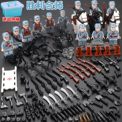 中国积木八路军人仔儿童拼装玩具