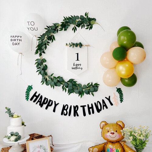 森系宝宝周岁生日布置背景墙儿童