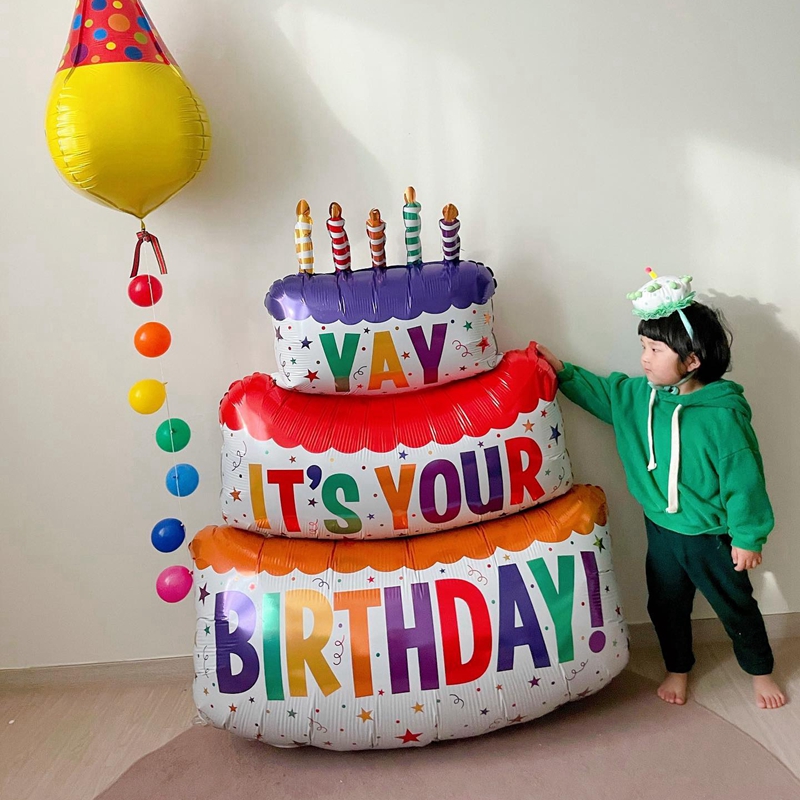 ins风大蛋糕造型生日铝膜气球