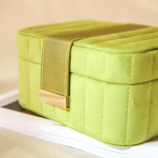 新款大容量绒布首饰盒网红项链耳钉手镯防氧化高档轻奢珠宝收纳盒