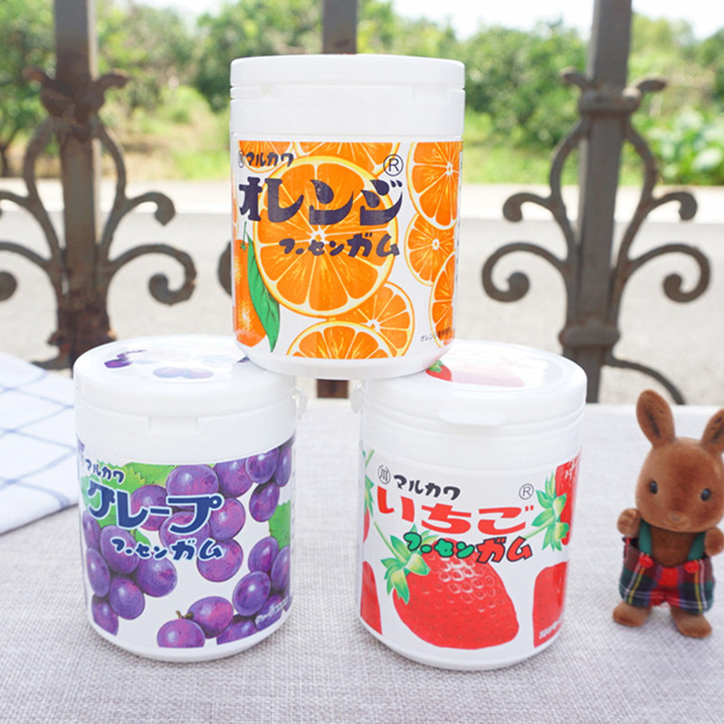包邮现货日本 丸川口香糖 罐装橘子味 桔子味胶姆糖 葡萄味草莓味