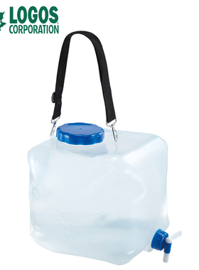 日本logos户外露营水桶抗菌折叠水桶便携车载水袋带龙头大容量
