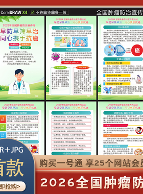2026全国肿瘤防治宣传周海报cdr源文件素材模板