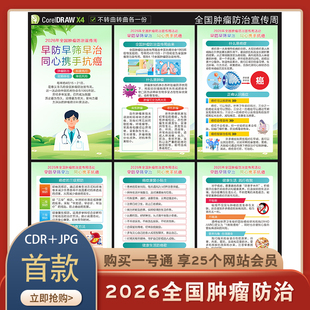 2026全国肿瘤防治宣传周海报cdr源文件素材模板