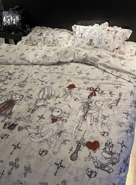 原创破碎小羊哥特风lolita全棉花边套件40支133x76暗黑系纯棉