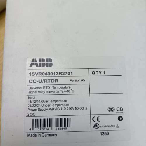 CC-U/RTDR，ABB-模拟信号转换器
