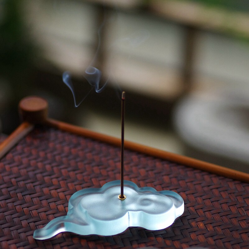 仿古古法琉璃材质祥云题材沉檀线香炉香插香座香道茶道禅意摆件
