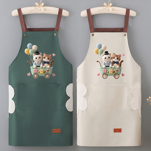 卡通猫咪围裙厨房防水防油家务清洁成人做饭PVC围腰工作服