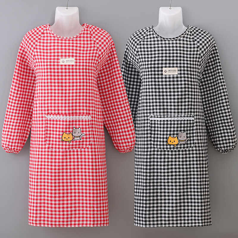 纯棉围裙长袖家用厨房做饭罩衣女新款2024网红同款餐饮专用工作服,家庭/个人清洁工具,围裙,淘宝优惠券,粉丝福利购,淘宝优惠卷