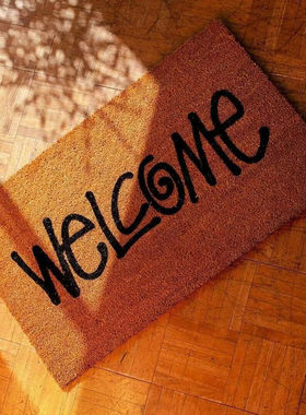 椰棕入户门垫印度进口环保可裁剪 welcome图案进门口防滑除尘地垫