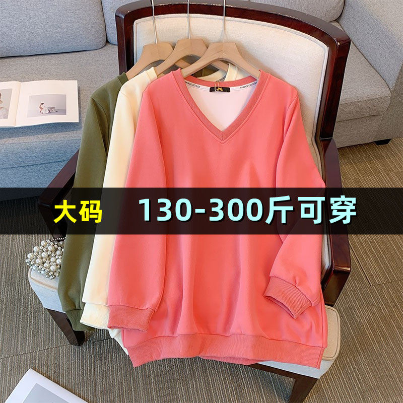 大码女装V领卫衣秋季新款200