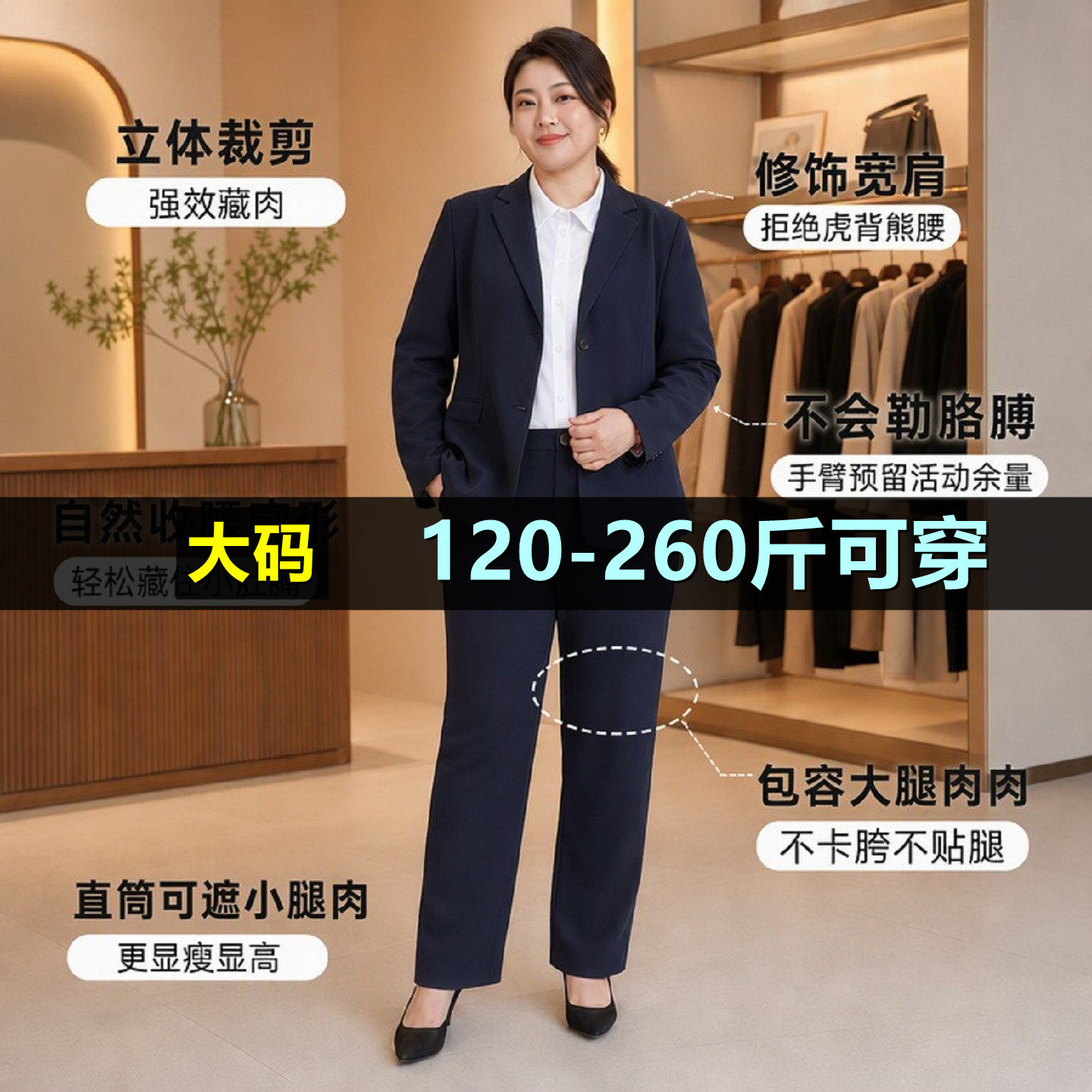 特大码考公面试职业西装女秋季