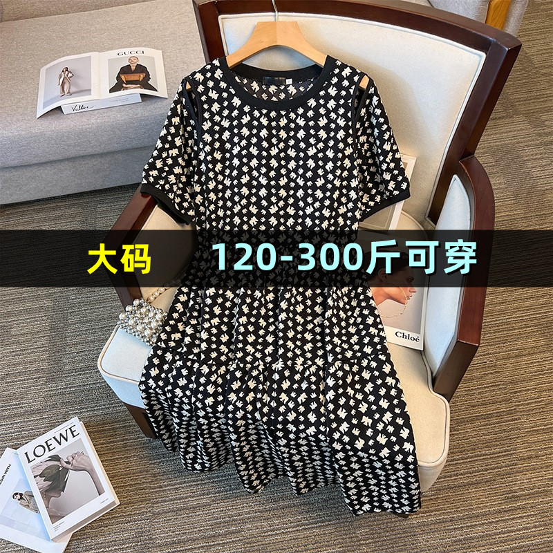 大码复古连衣裙女夏200斤胖mm