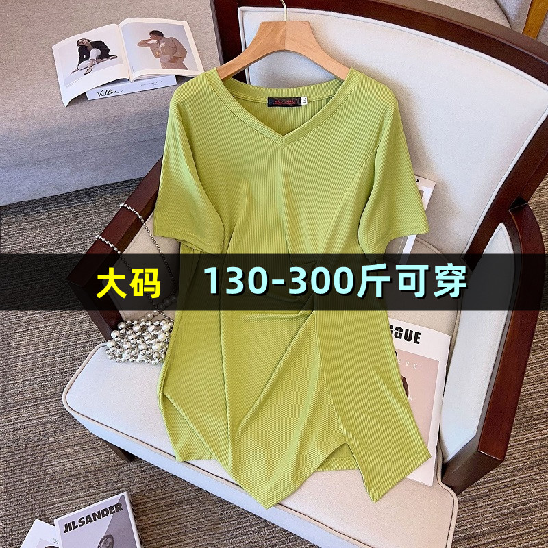 加肥大码短袖T恤女夏季200斤胖mm