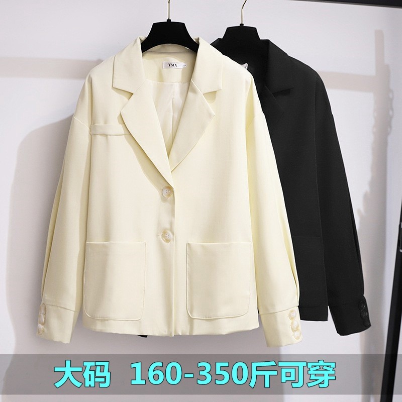 300斤特大码西装外套女秋装胖妹妹200加肥加大宽松小个子西服上衣