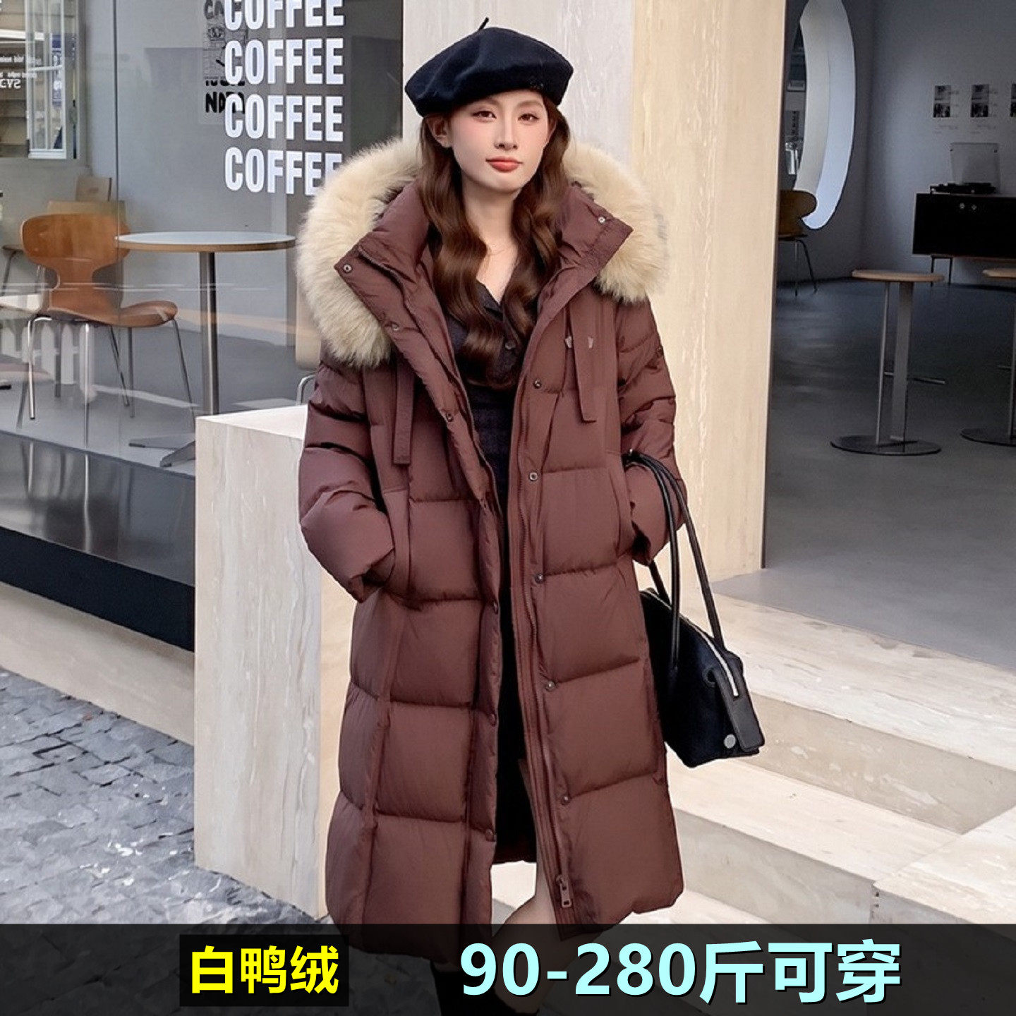 特大码羽绒服女中长款200斤胖mm