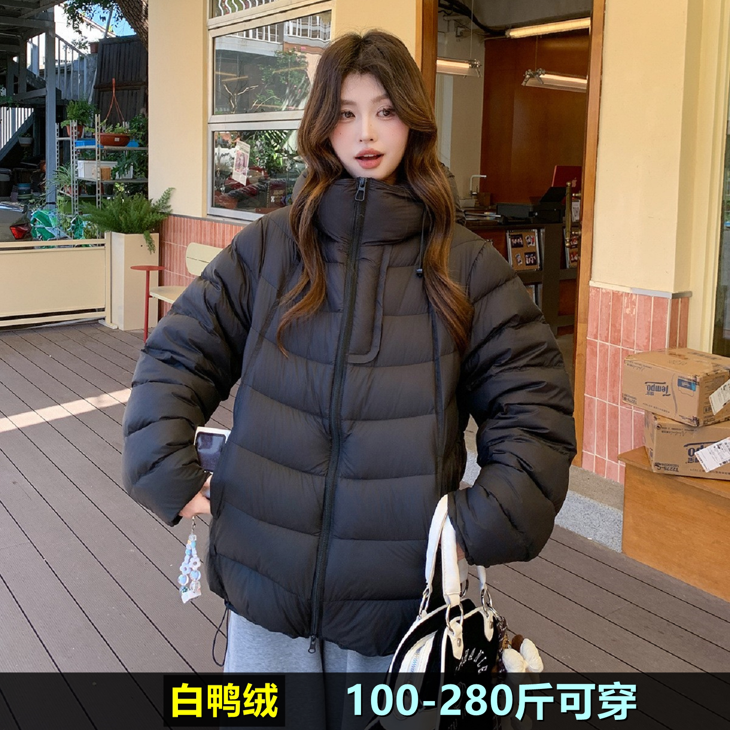 大码羽绒服女胖mm冬装200斤