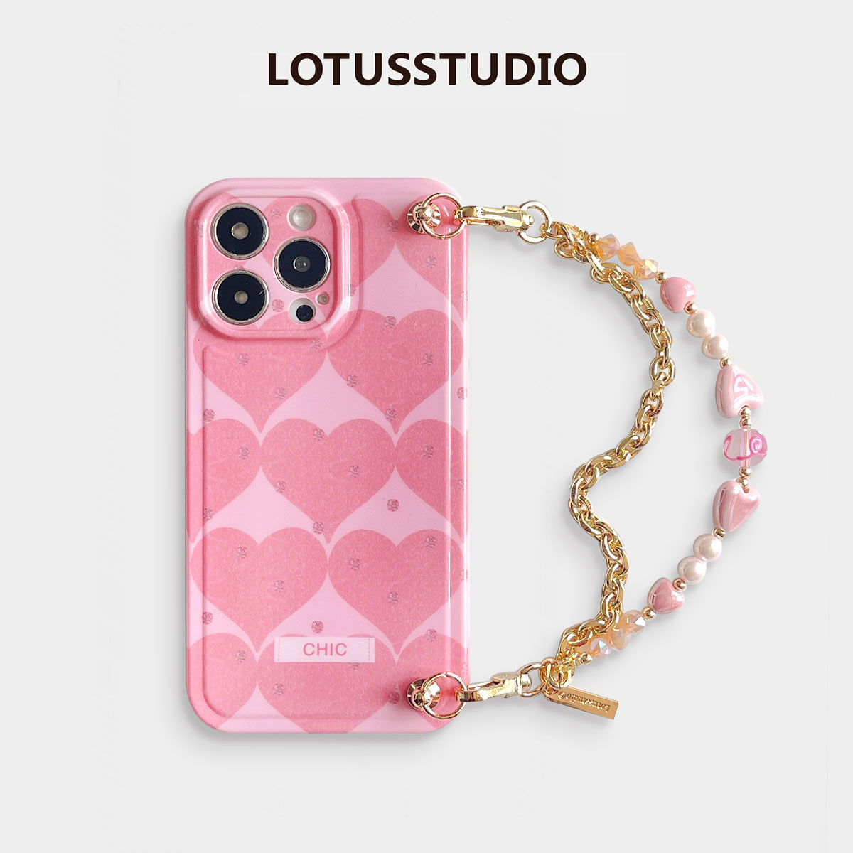 粉色爱心珍珠手链手机壳