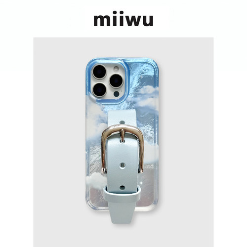 bluesky云朵植糅牛皮铜扣