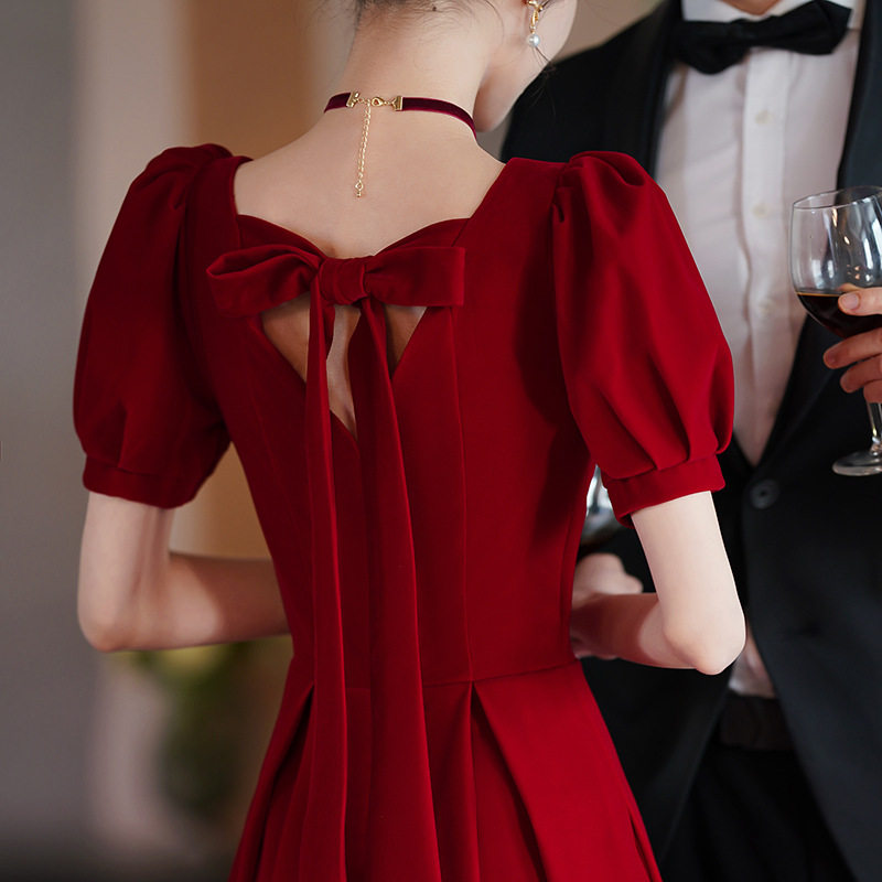 敬酒服新娘小个子结婚回门订婚连衣裙红色礼服2026新款夏季晚礼服
