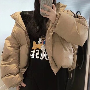 网红设计感立领棉服外套女2026冬季新款撞色条纹短款小个子面包服
