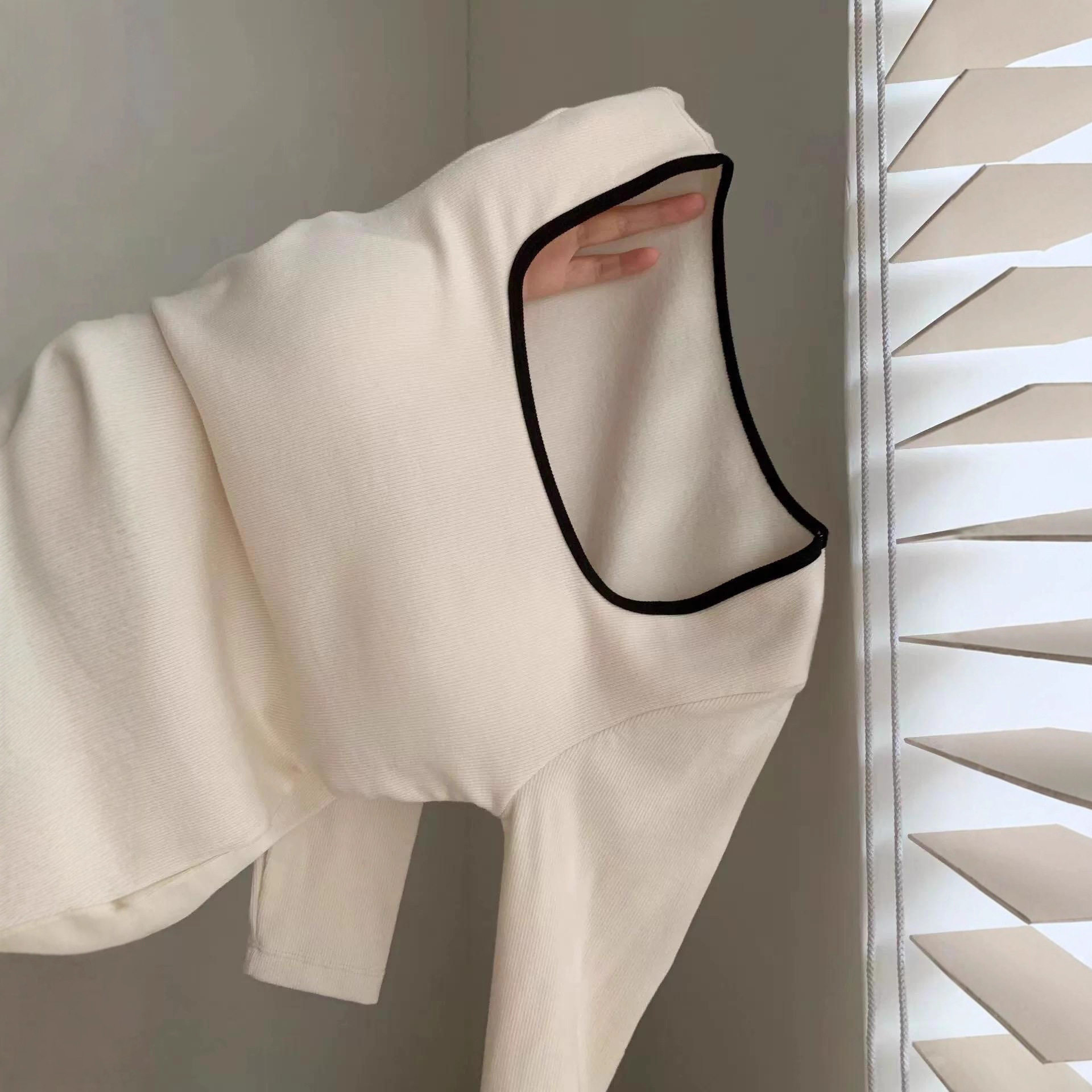 设计感方领德绒打底衫女2025秋冬内搭撞色长袖t恤保暖学生上衣服,女装/女士精品,T恤,淘宝优惠券,粉丝福利购,淘宝优惠卷