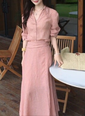 2026年巨好看的套装法式感温柔气质长袖防晒衬衫裙子两件套