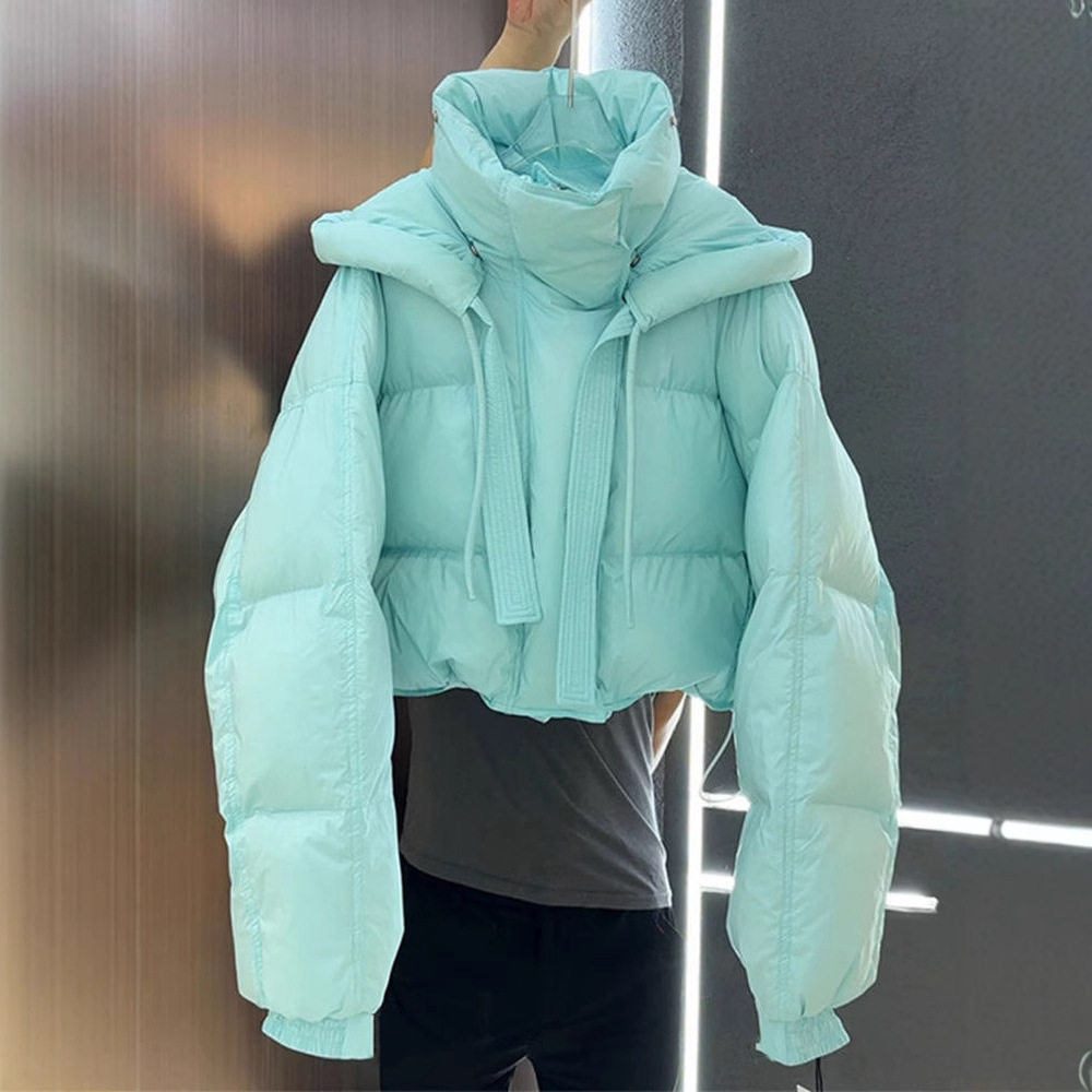 韩系感小个子蓝色棉服女2026冬季短款连帽加厚保暖面包服外套,女装/女士精品,棉衣/棉服,淘宝优惠券,粉丝福利购,淘宝优惠卷