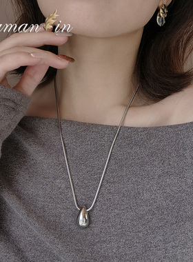 银色水滴粗链条百搭气质项链