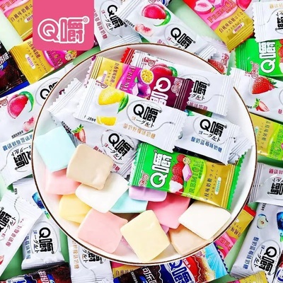 Q嚼软糖多种口味经典童年回忆奶糖果汁办公室追剧零食休闲食品