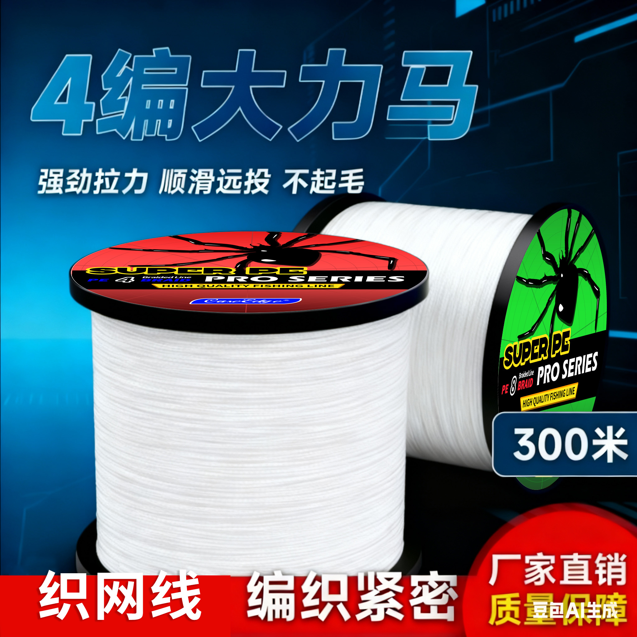 路亚海钓大马力编织线100米4编8编PE线大力马主线子线防咬线