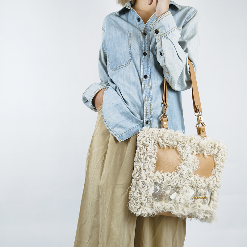 cicada原创拼接大容量小众毛毛包