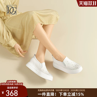 【头层牛皮】真皮小白鞋女内增高坡跟单鞋2026新款百搭妈妈鞋子