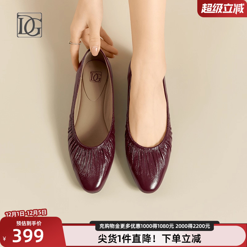 【牛皮】浅口单鞋女平底鞋2025年新款春季一脚蹬妈妈鞋子正装皮鞋