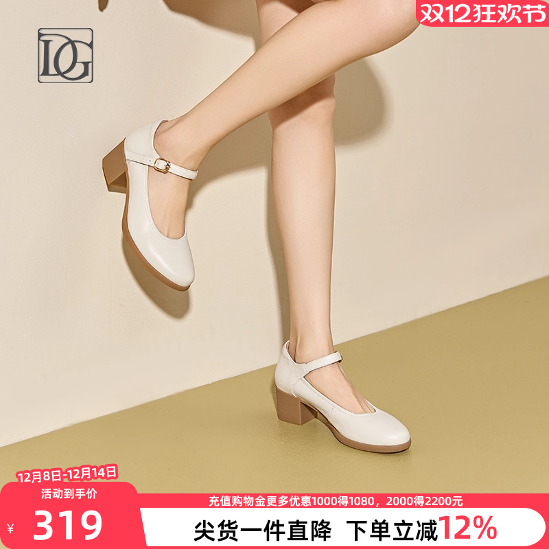 【头层牛皮】真皮法式玛丽珍鞋女中跟2025新款搭配裙子妈妈小皮鞋