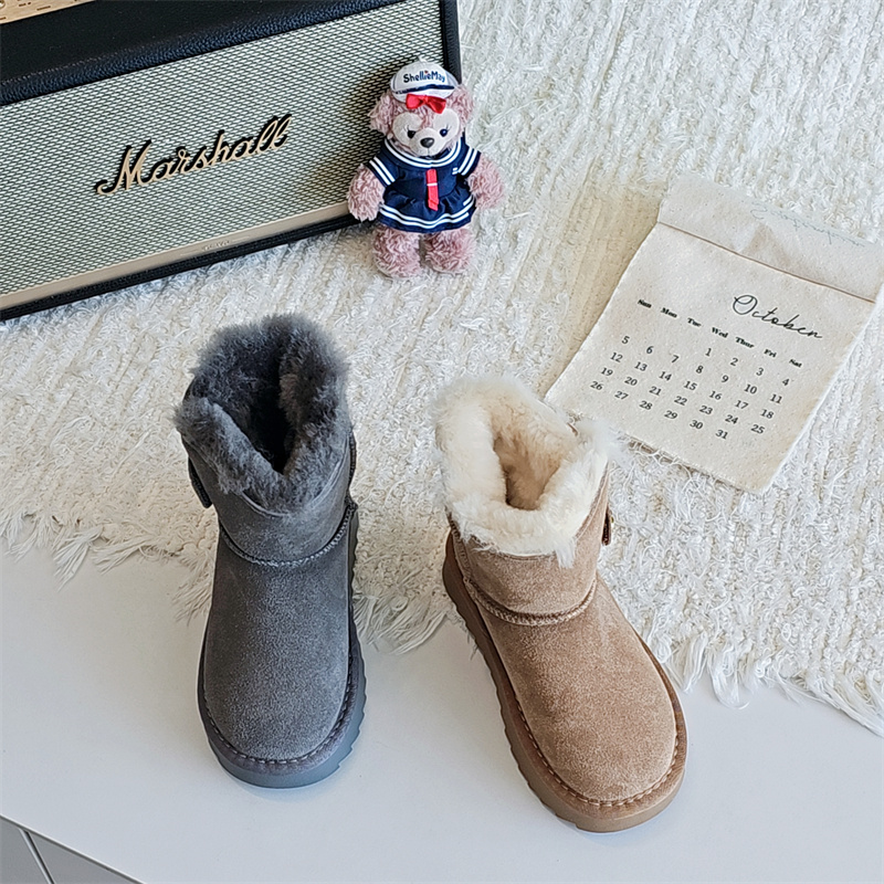 58138童鞋2025冬款皮毛一体男女童洋气高帮保暖大棉靴防滑雪地靴