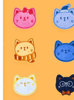 可爱猫咪补丁贴衣服刺绣贴装饰贴卡通书包补洞遮污修复贴自粘贴