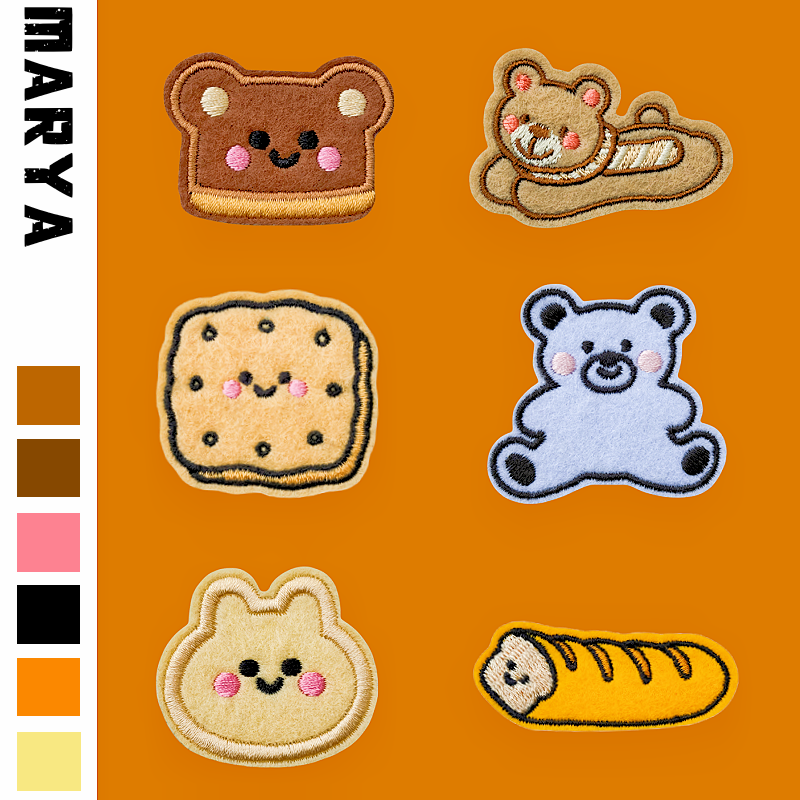 卡通零食小熊自粘补丁贴可爱DIY书包手机壳帆布袋收纳盒装饰布贴