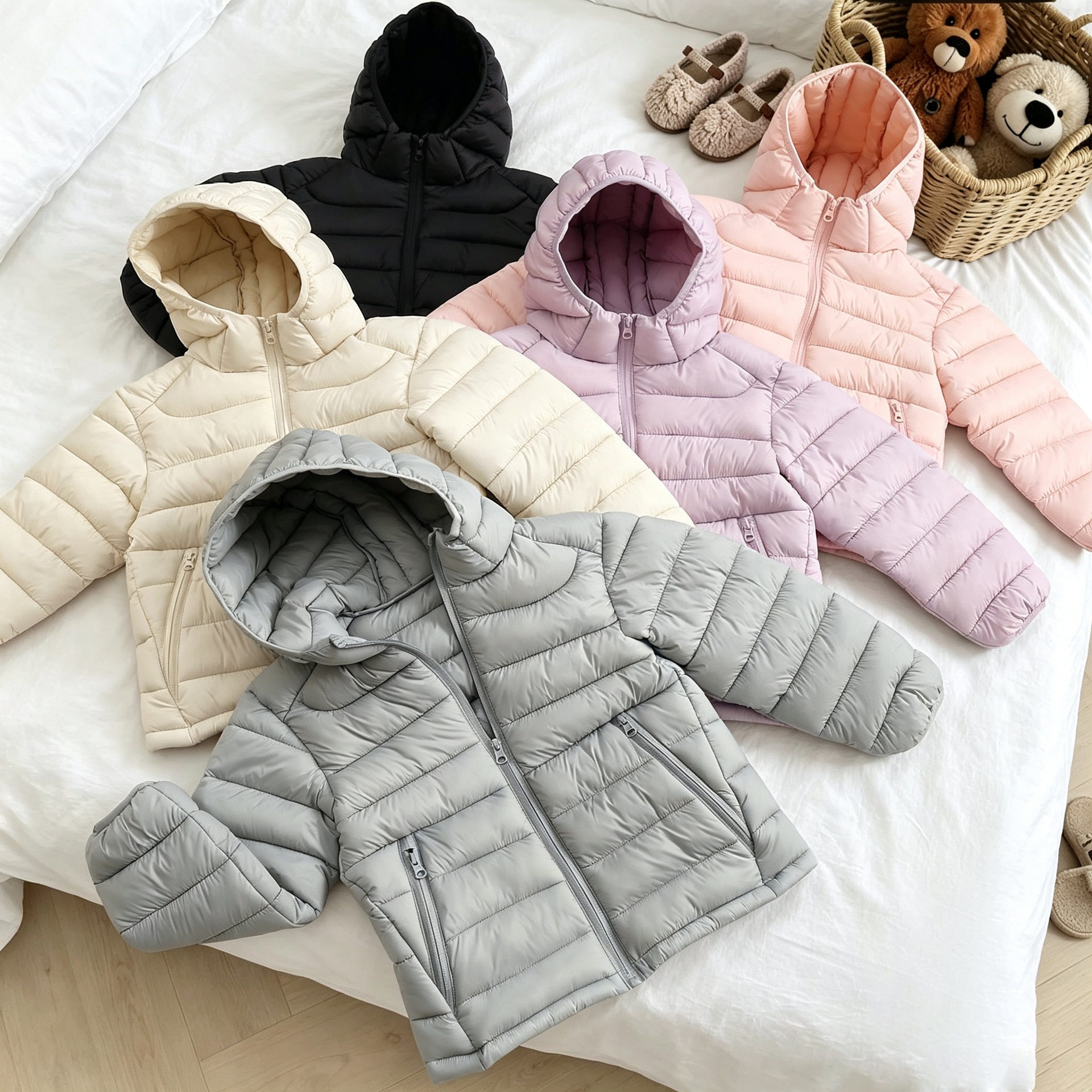 儿童羽绒棉服男女2026新款冬季短童装轻薄款棉服中小童排骨款连帽