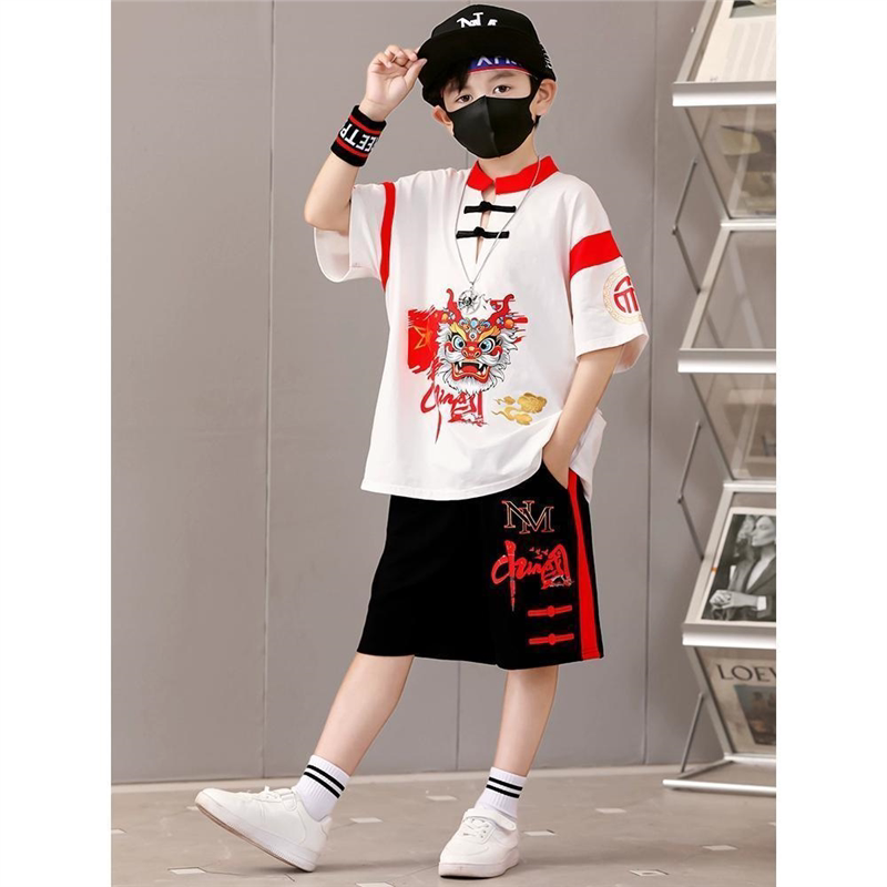 汉服男童短袖T恤夏季唐装5唐服9男孩中大童7新中式国风夏装6-8岁