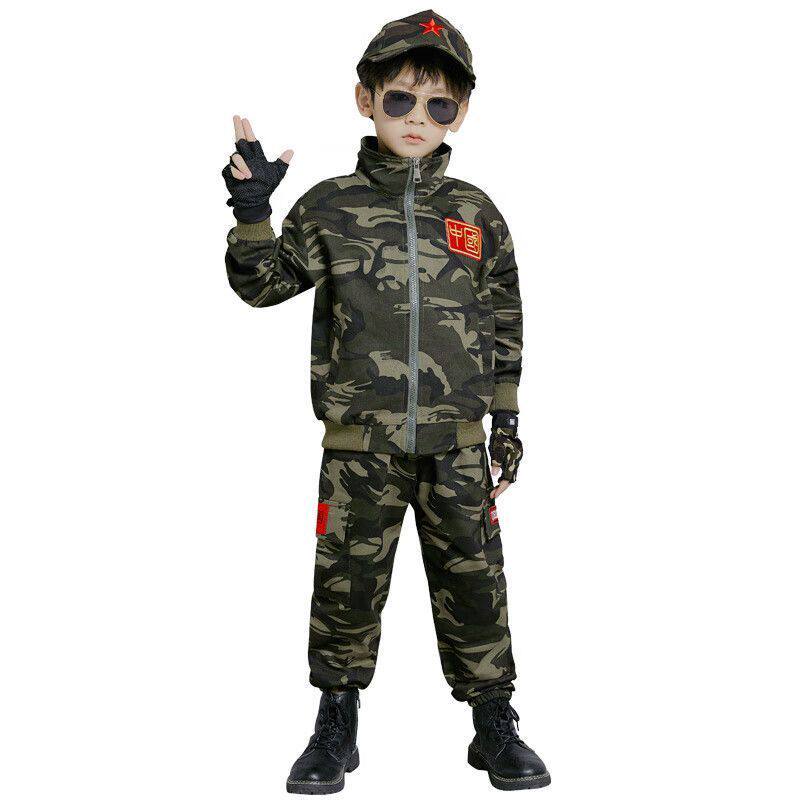 男童迷彩服春秋套装儿童户外运动军训衣服男孩中大童长袖外套童装