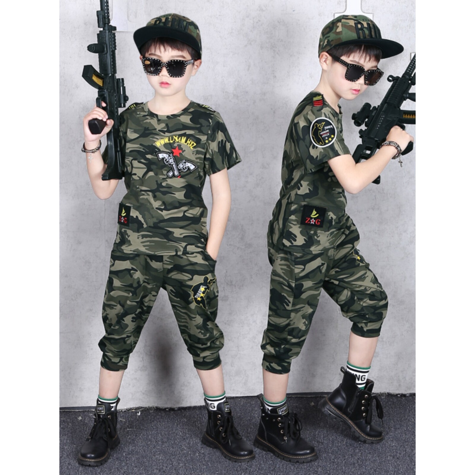 儿童迷彩服套装男童春秋款特种兵衣服长袖纯棉童装帅气男孩警察服