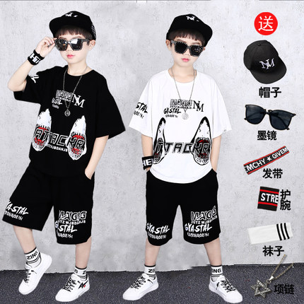 男童短袖套装小孩夏天衣服中大童6儿童夏装9男孩洋气7帅气潮装8岁