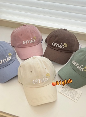 韩国emis正品棒球帽男女情侣同款软顶弯檐狗爪款潮牌鸭舌帽学生