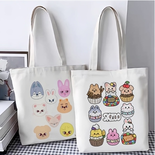 Stray Kids Skzoo周边卡通印花帆布包单肩手提袋学生时尚装书定制